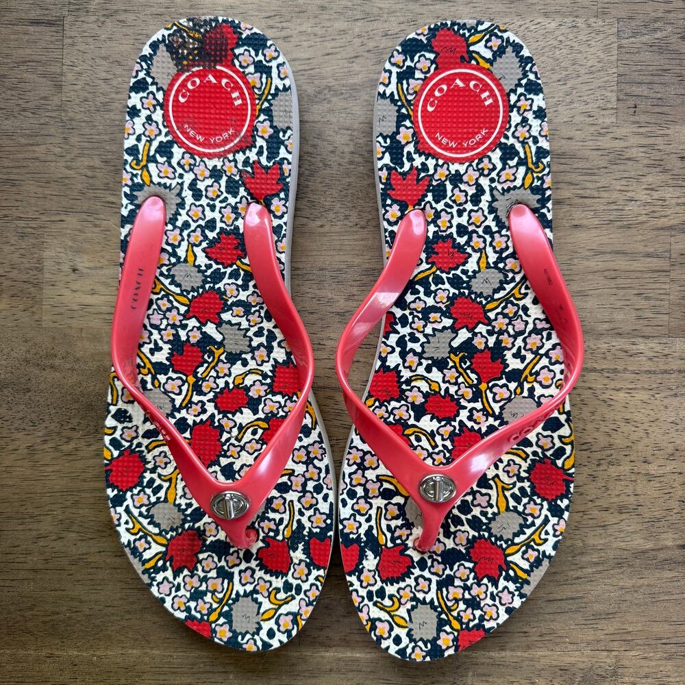 Coach Allison Coral Flip Flops Size 9